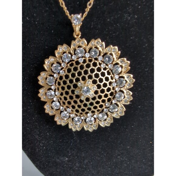 Nolan Miller Glamour Collection Clear Rhinestone And Gold Necklace - Picture 3 of 7